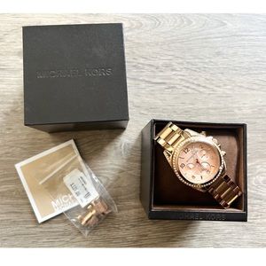 Michael Kors Women's Blair Chronograph Rose Gold-Tone Steel Watch